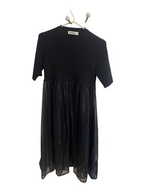 Jil Sander Black Knit Bodice & Sheer Skirt Dress